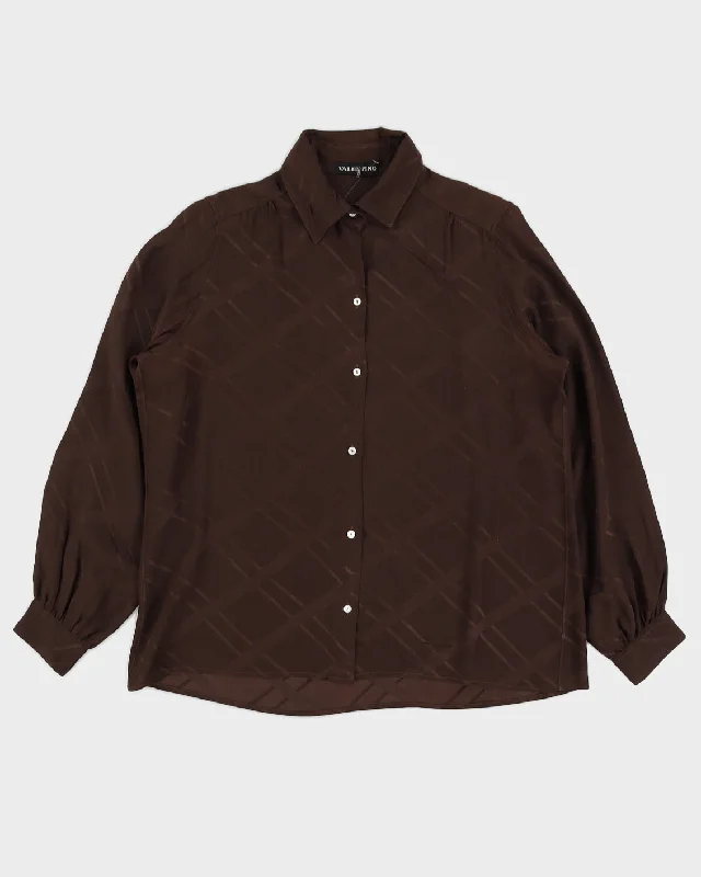 Brown Silk Jacquard Blouse - L