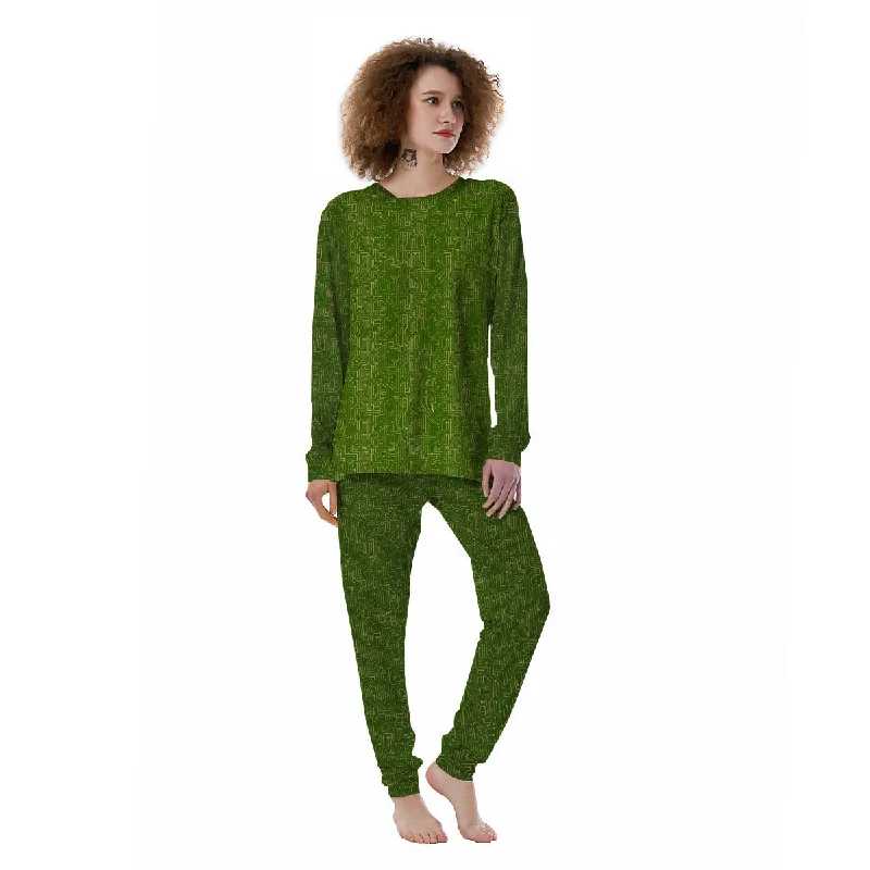 Circuit Green Print Pattern Women's Pajamas