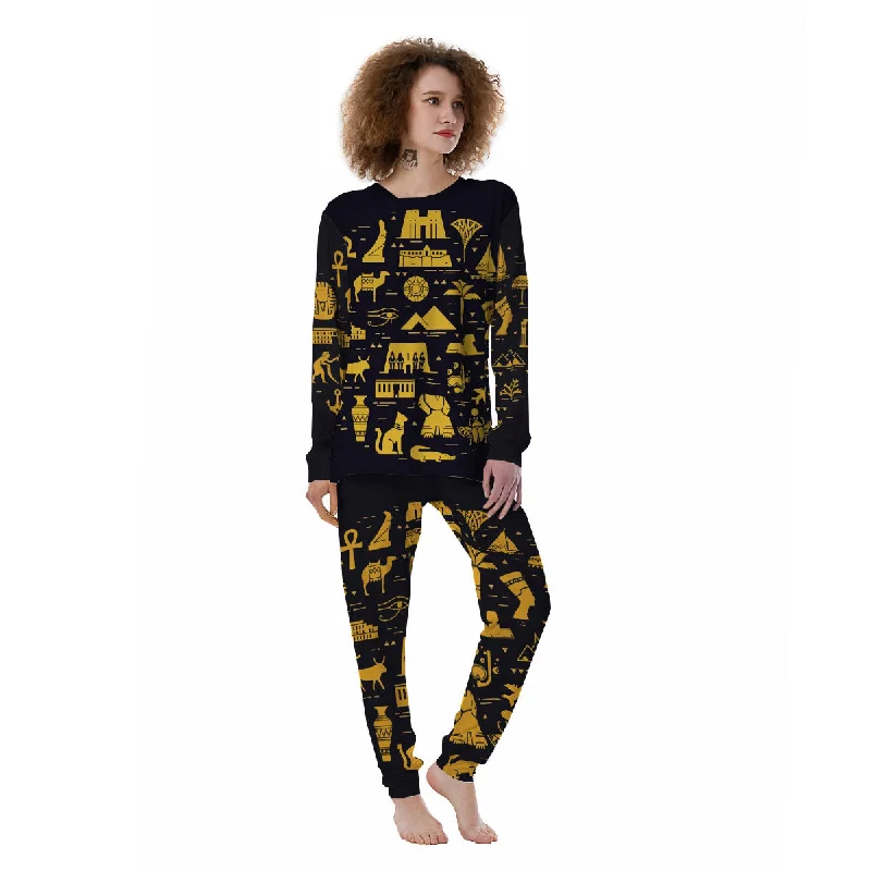 Circular Symbols Of Egypt Print Women's Pajamas