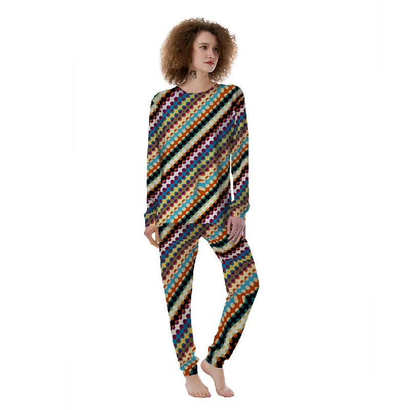 Classic Stripe Polka Dot Print Pattern Women's Pajamas