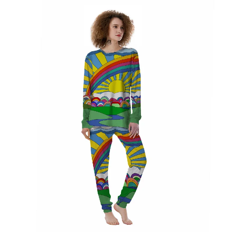 Clouds Rainbows Hippie Art Print Women's Pajamas