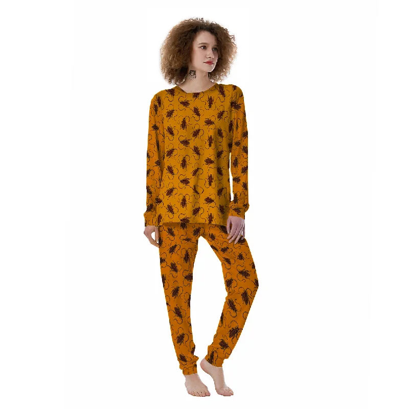 Cockroach Orange Print Pattern Women's Pajamas