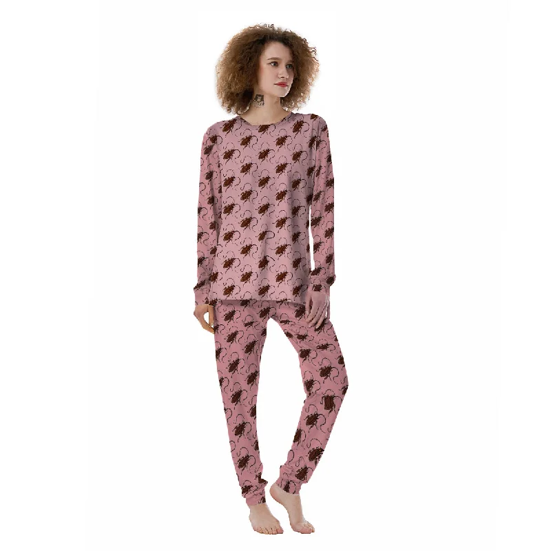 Cockroach Pink Print Pattern Women's Pajamas