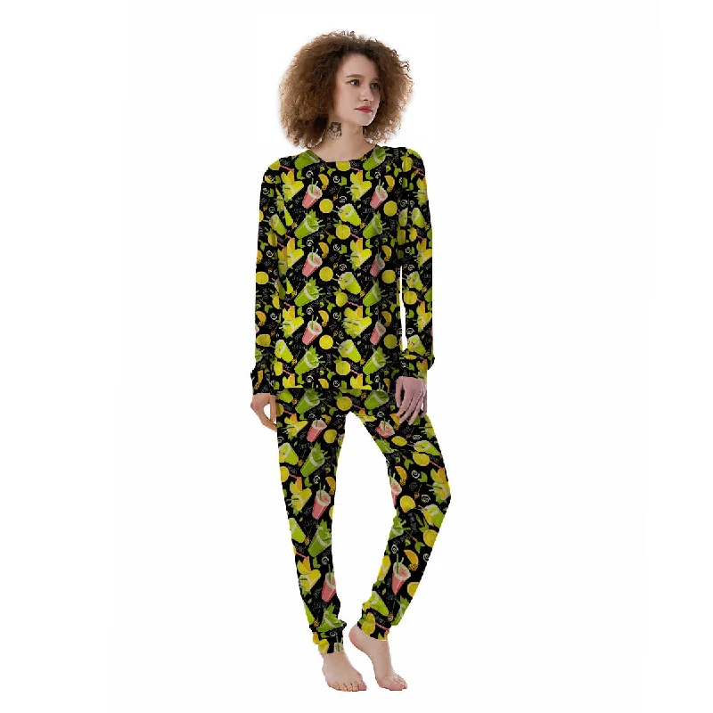 Cocktail Lemon Print Pattern Women's Pajamas