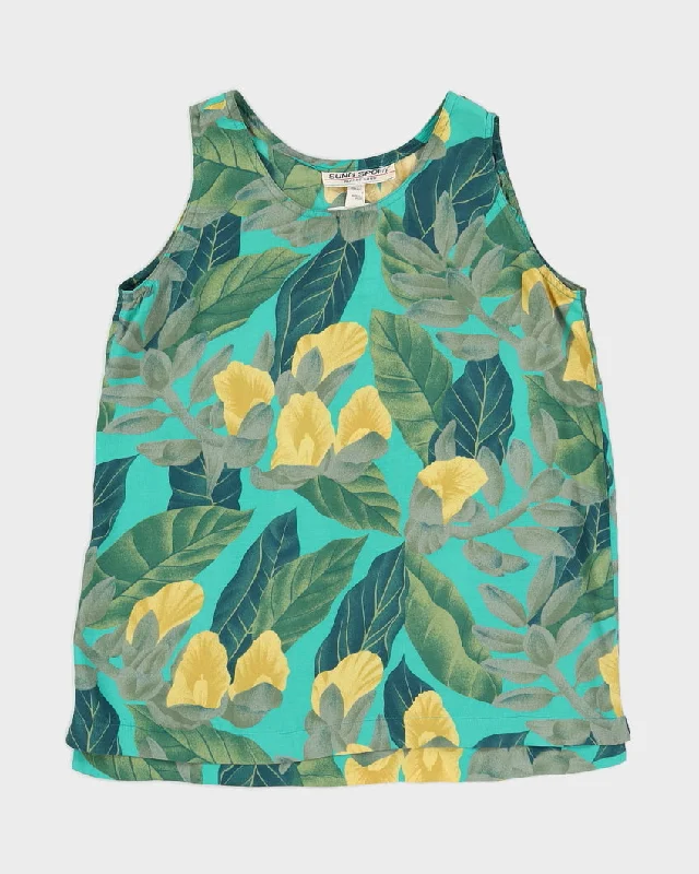 Green Floral Sleeveless Top - S