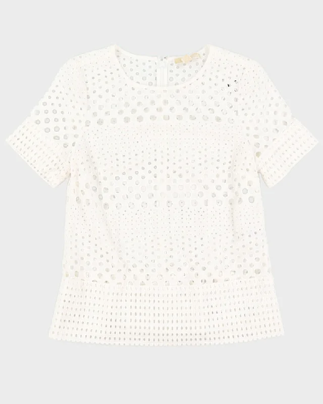 Michael Kors White Eyelet Lace Blouse - S