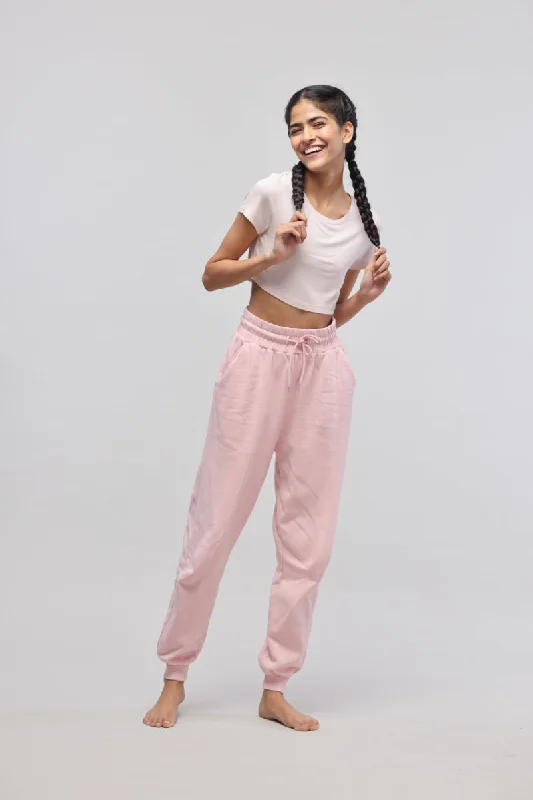 Pink Terry Set with Regular Light Pink Crop Top