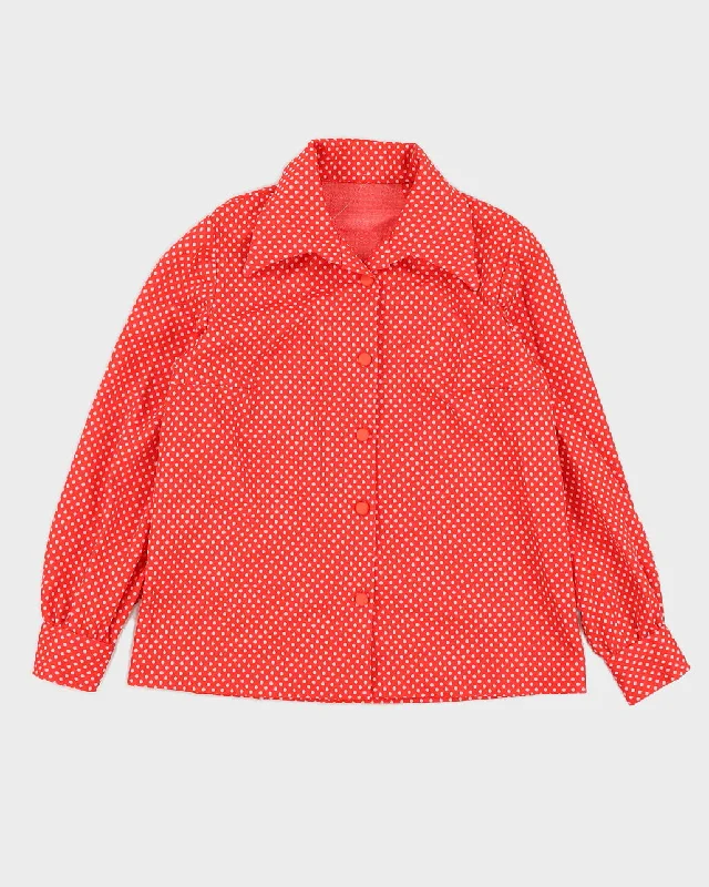 Vintage 1970s Red Polka Dot Blouse - S