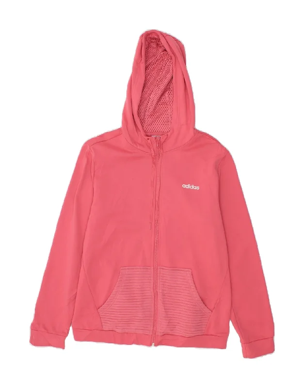 ADIDAS Womens Climawarm Zip Hoodie Sweater UK 12/14 Medium Pink Polyester