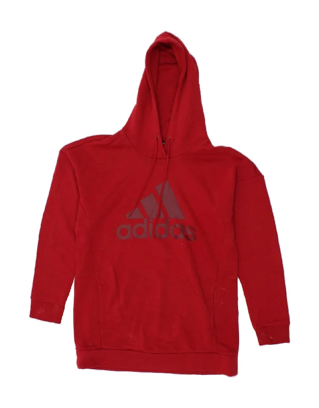 ADIDAS Womens Graphic Hoodie Jumper UK 8/10 Small Red Cotton