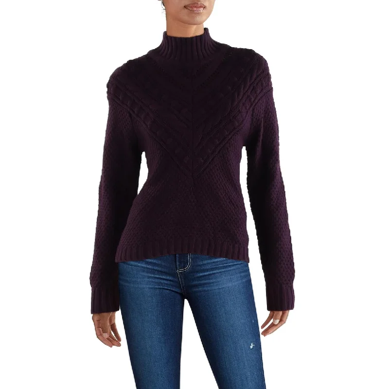 Maggie Womens Wool Blend Cable Knit Turtleneck Sweater