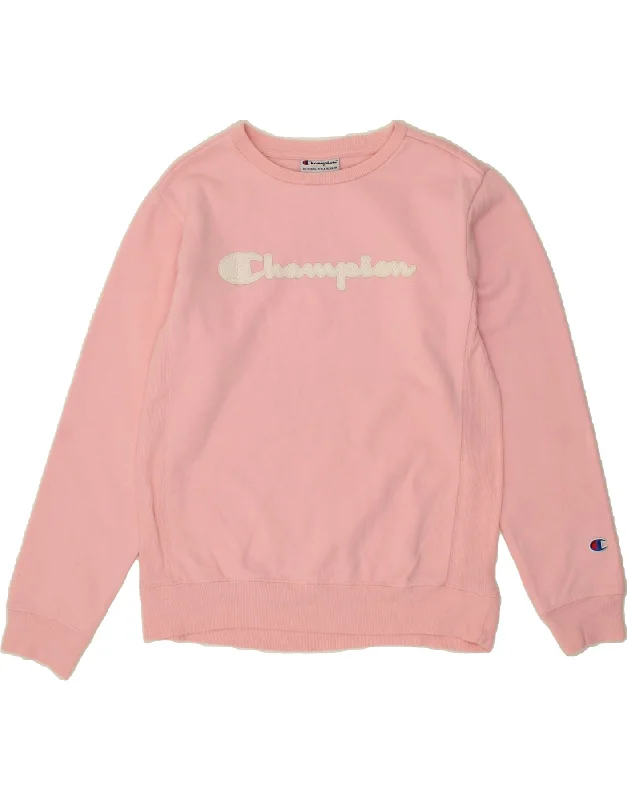 CHAMPION Womens Graphic Sweatshirt Jumper UK 16 Large Pink Cotton