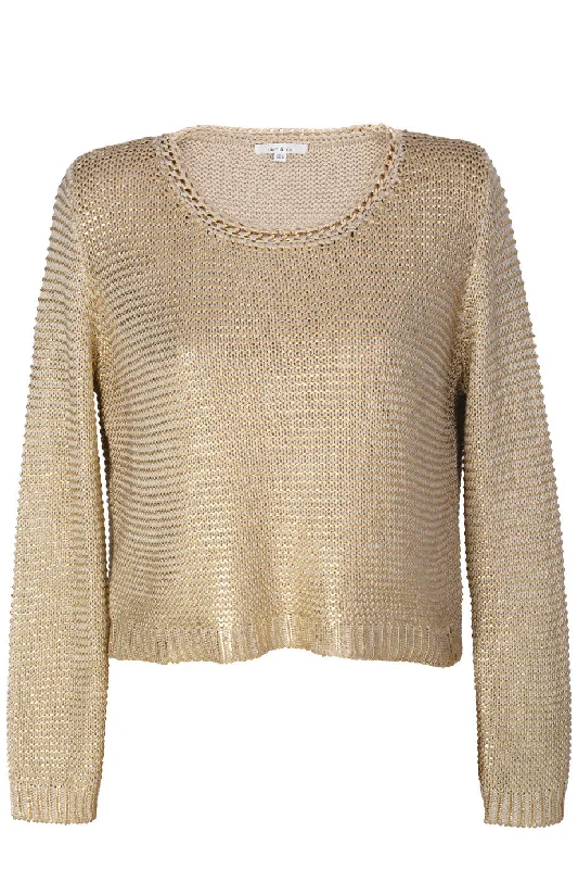 PERLA Metallic Gold Loose Knit Jumper