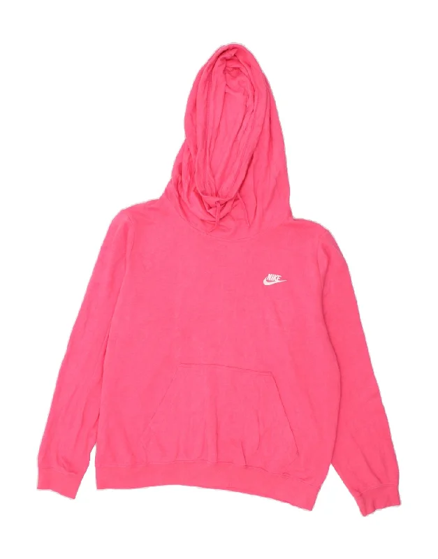 NIKE Womens Oversized Hoodie Jumper UK 18 XL Pink Cotton