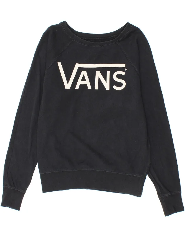 VANS Womens Crop Graphic Sweatshirt Jumper UK 6 XS Black Cotton