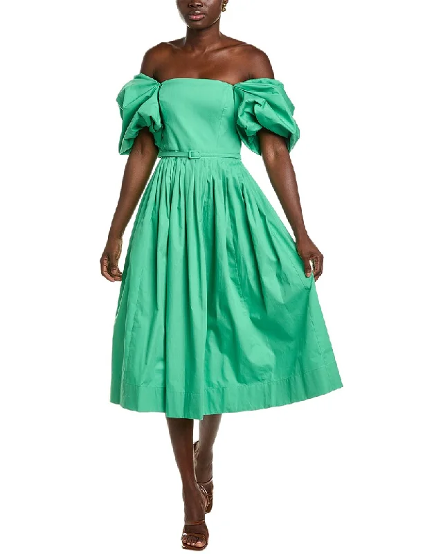 Oscar De La Renta Off-Shoulder Midi Dress