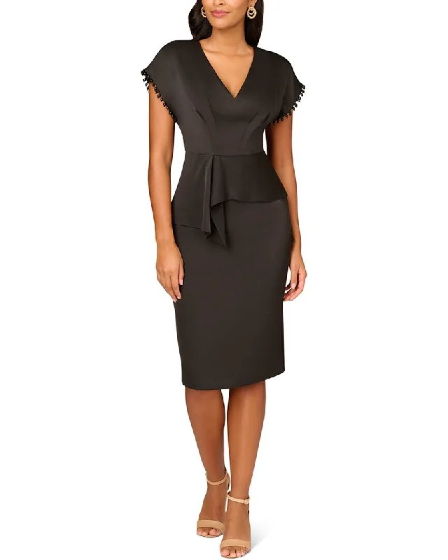 Aidan Mattox Crepe Back Satin Midi Dress