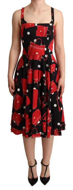 Dolce & Gabbana Sicilian Bag Print Sleeveless Midi Women's Dress