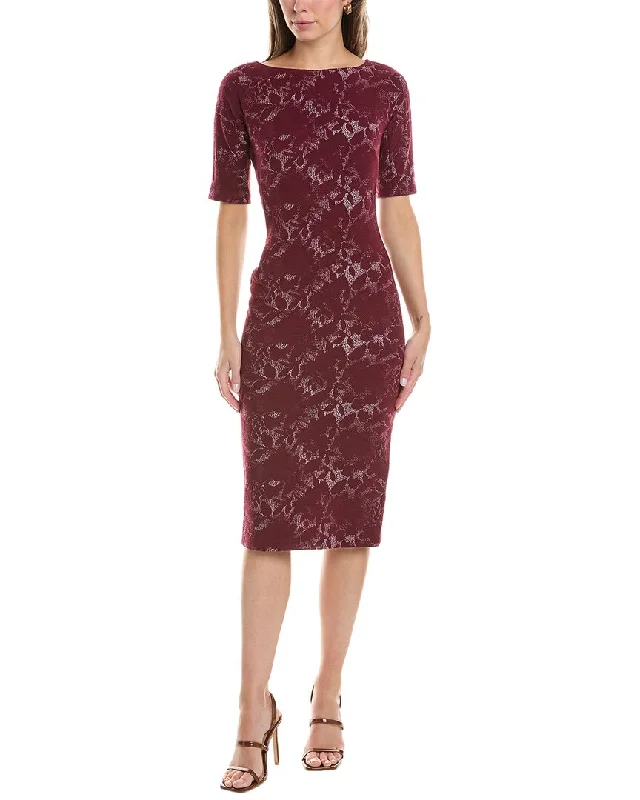 Maggy London Shadow Flower Knit Midi Dress