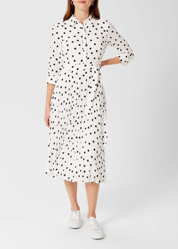 Leona Spot Midi Dress 0122/5459/9045l00 Ivory-Navy