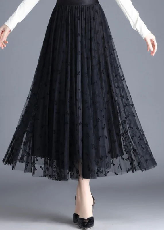 Black Wear On Both Sides Tulle A Line Skirts Spring