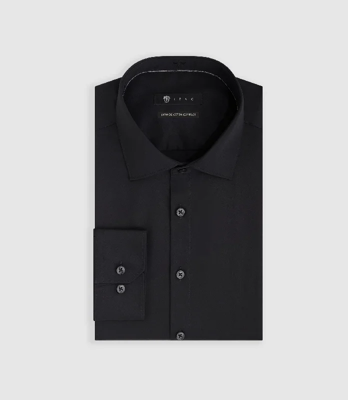 Chemise slim noire "Satinslim"