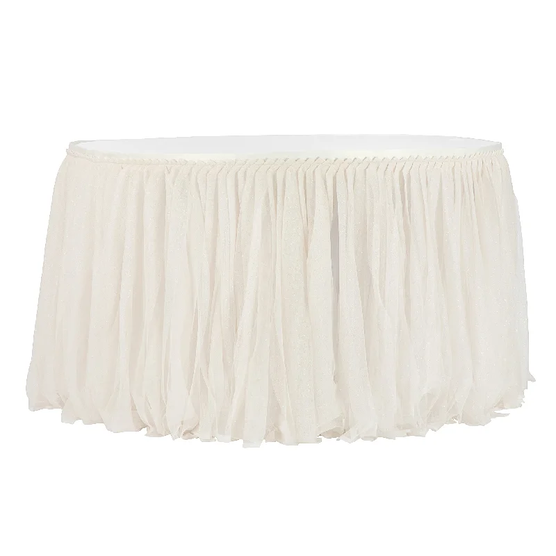 Glitter Tulle Tutu 14ft Table Skirt - Ivory