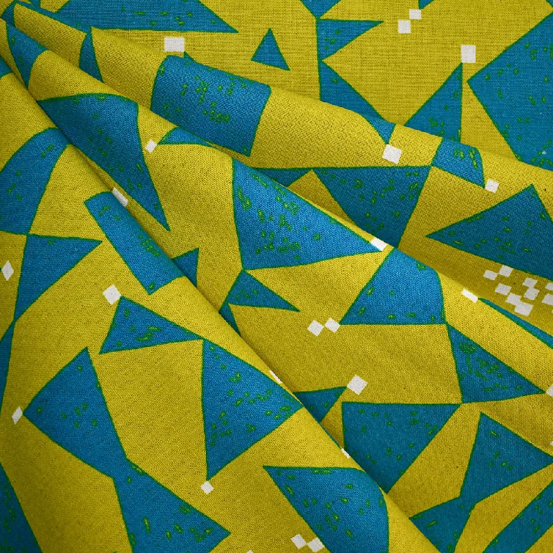 Japanese Triangle Geometric Canvas Citron/Turquoise