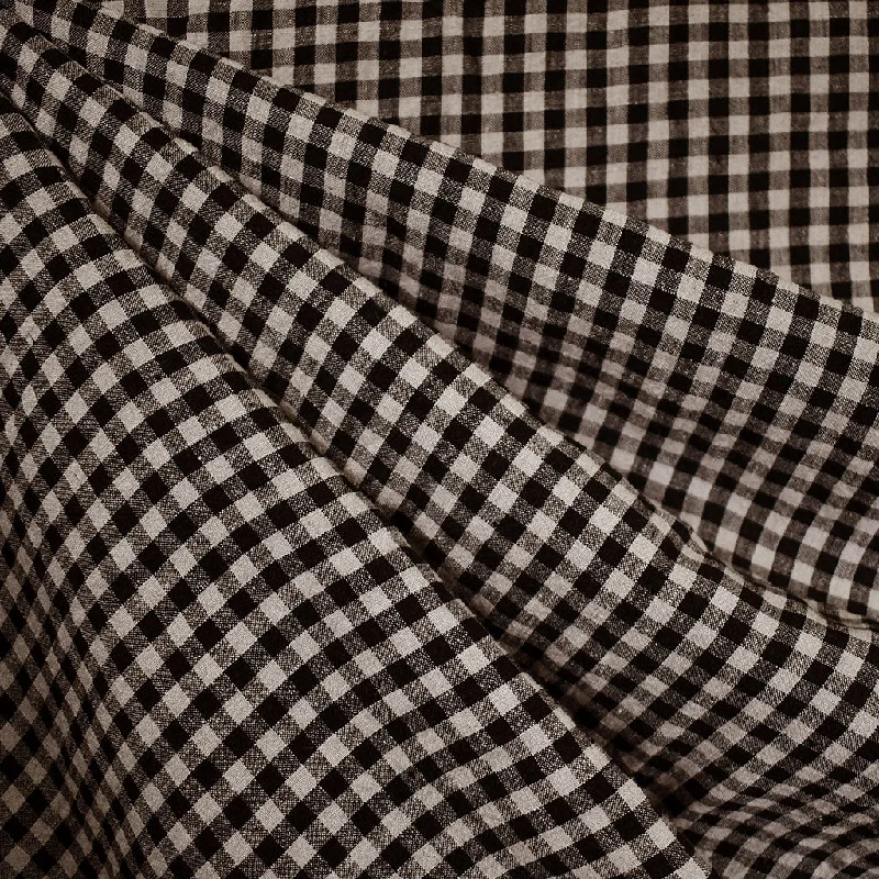 Soft Yarn Dyed Gingham Check Linen Black/Natural