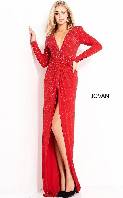 Jovani 3058 Prom Formal Long Sleeve Beaded Dress