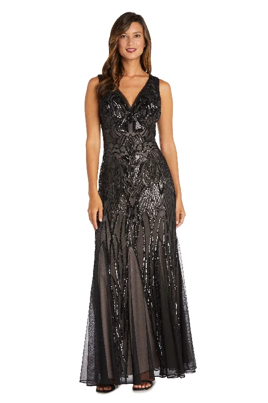 R&M Richards 9009P Long Formal Beaded Petite Dress