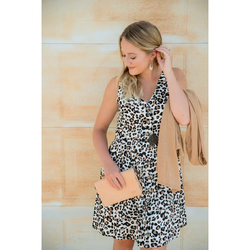 Button Down Leopard Tank Dress