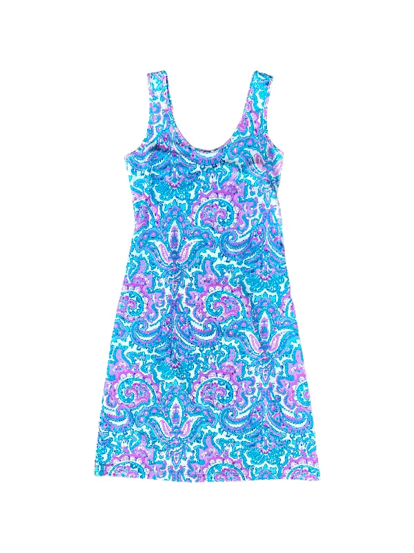 Long Bali Tank Dress Watercolor Paisley