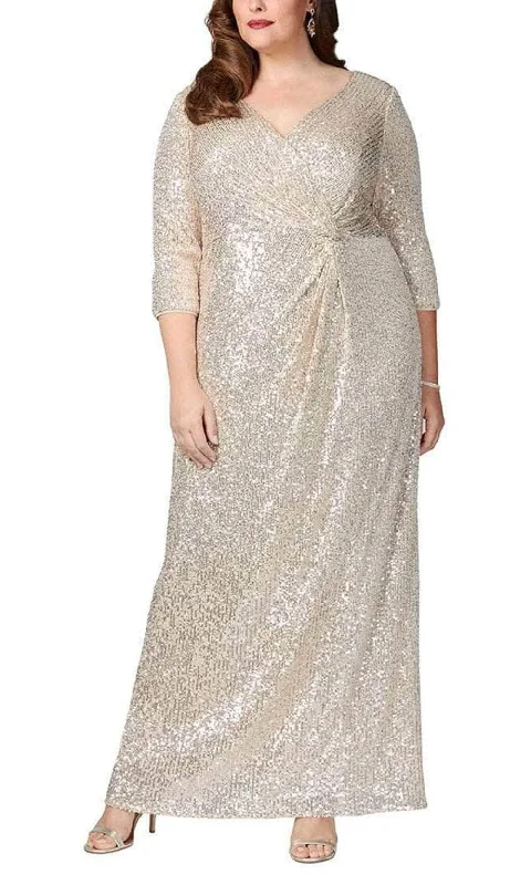 Alex Evenings 8496646 - Sequin Faux Surplice V Neck Gown