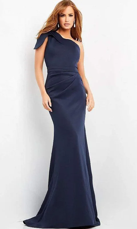 Jovani - 06753 Asymmetric Evening Gown w Court Train