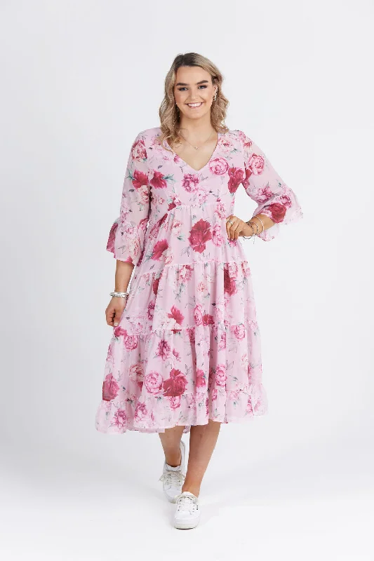 Fleur Dress Pink Peony Print