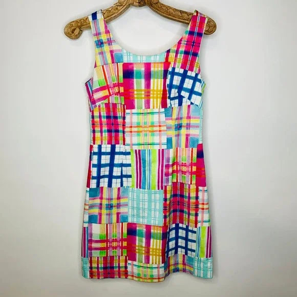 Kaeli Smith Plaid Patchwork Print Dress - Size 2