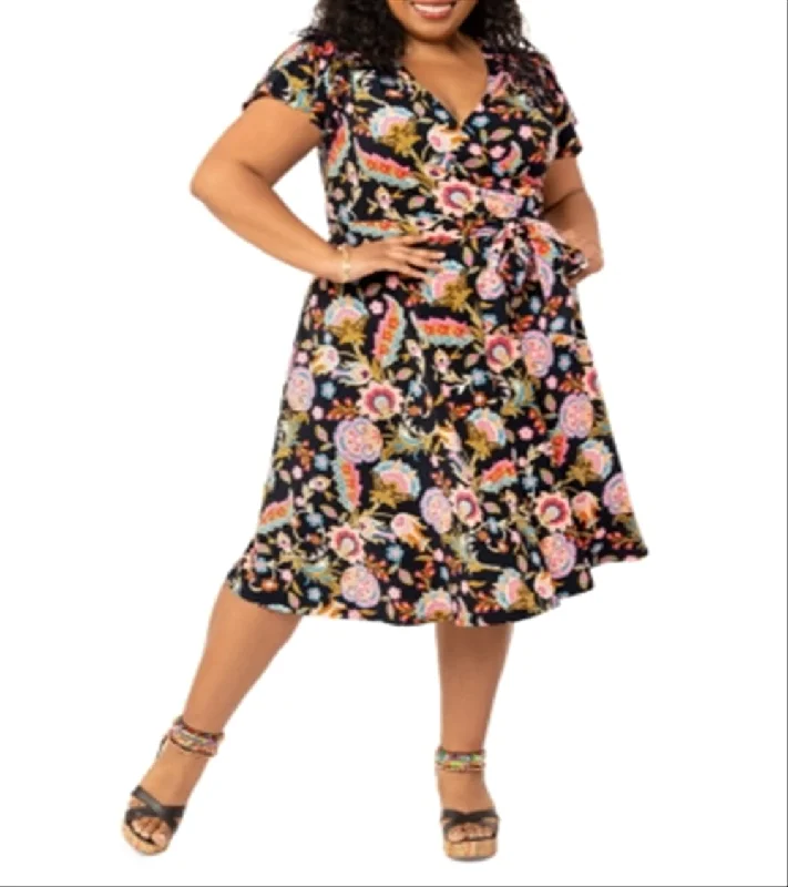 Leota Women's Monique Floral Dress Black Size 1X