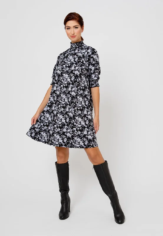 Leota Women's Raelyn Floral Mock Neck Dress Black