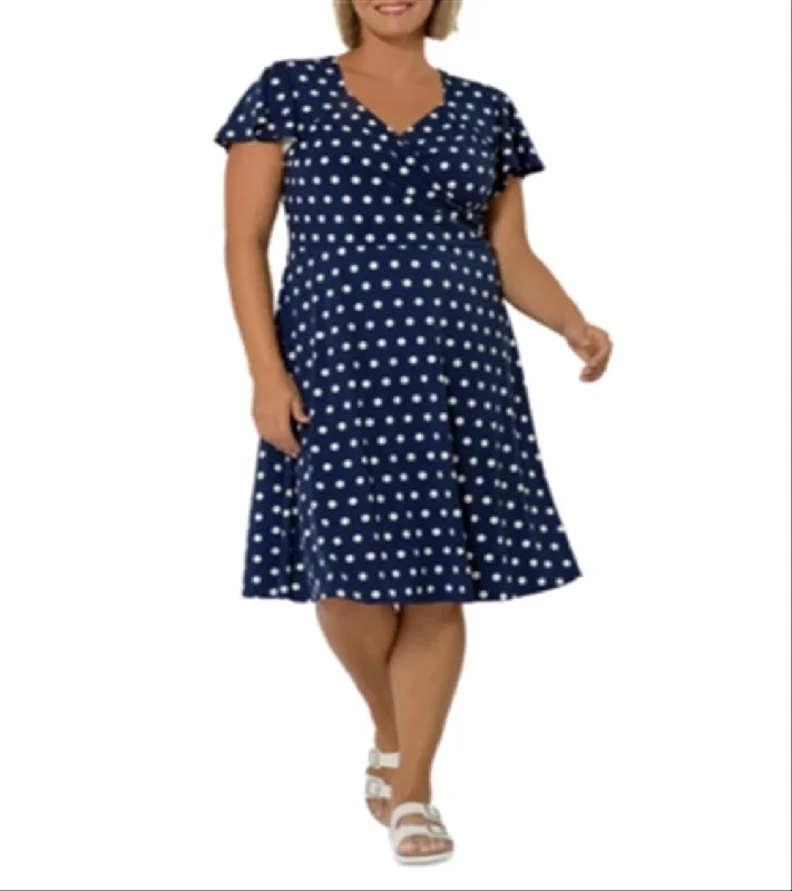 Leota Women's Floral Print Dress Blue Size 2X