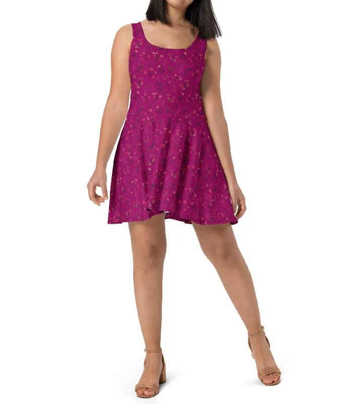 Viva Magenta Floral Skater Dress (XS-3XL)