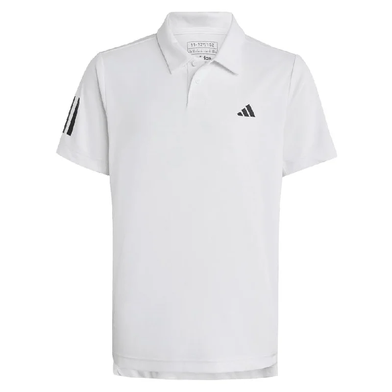 adidas Boy's 3 Stripe Club Polo (White)