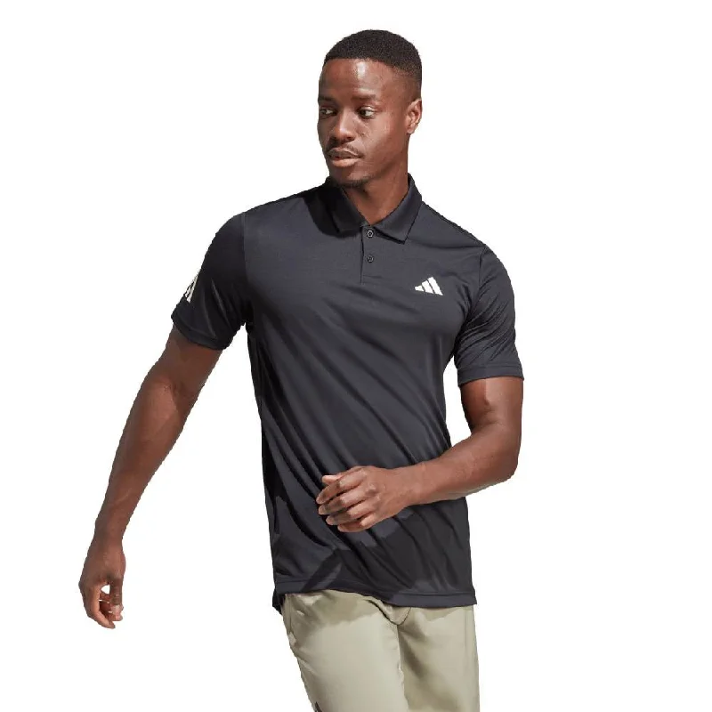 adidas Men's 3 Stripe Club Polo (Black)