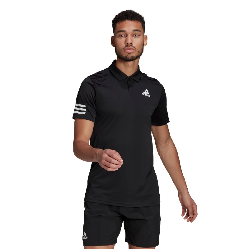 adidas Men's Club 3 Stripes Polo (Black/White)