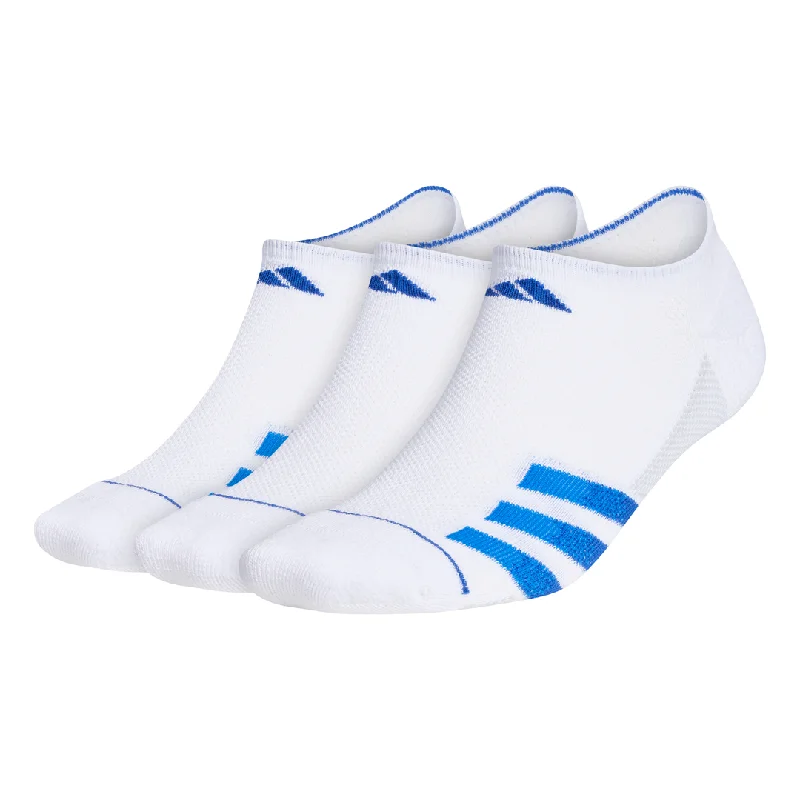 adidas Men's Superlite 3 Stripe No-Show Socks 3 Pack (White)