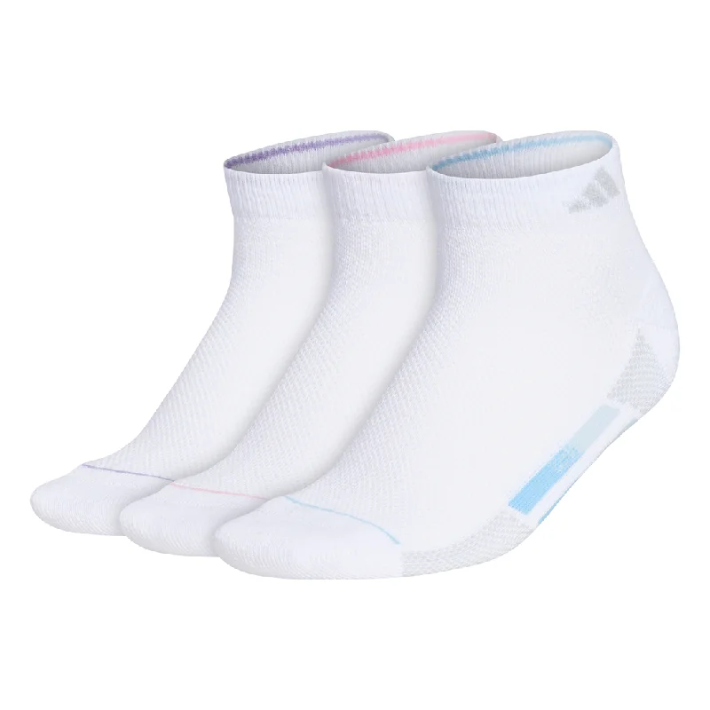 adidas Women's Superlite 3 Stripe Low-Cut Socks 3 Pack (White)