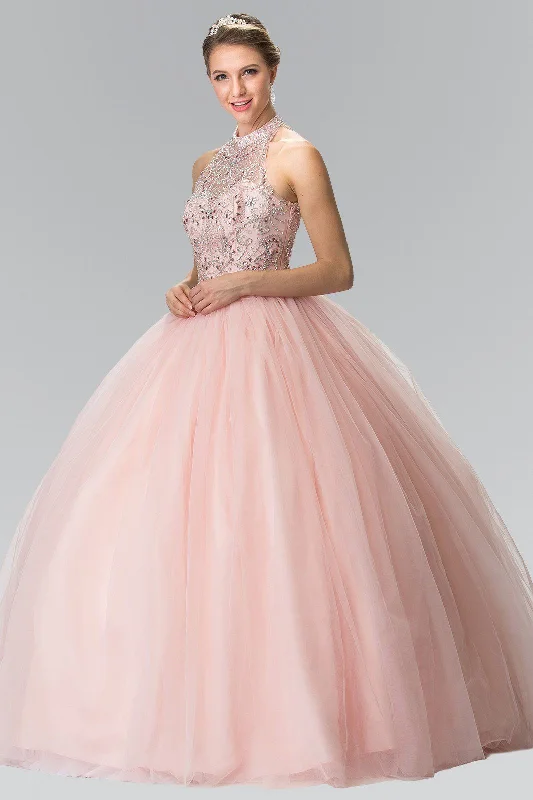 Beaded Sleeveless Illusion Ballgown by Elizabeth K GL2206