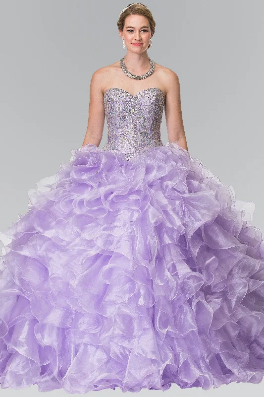 Beaded Strapless Ruffled Ballgown by Elizabeth K GL2209