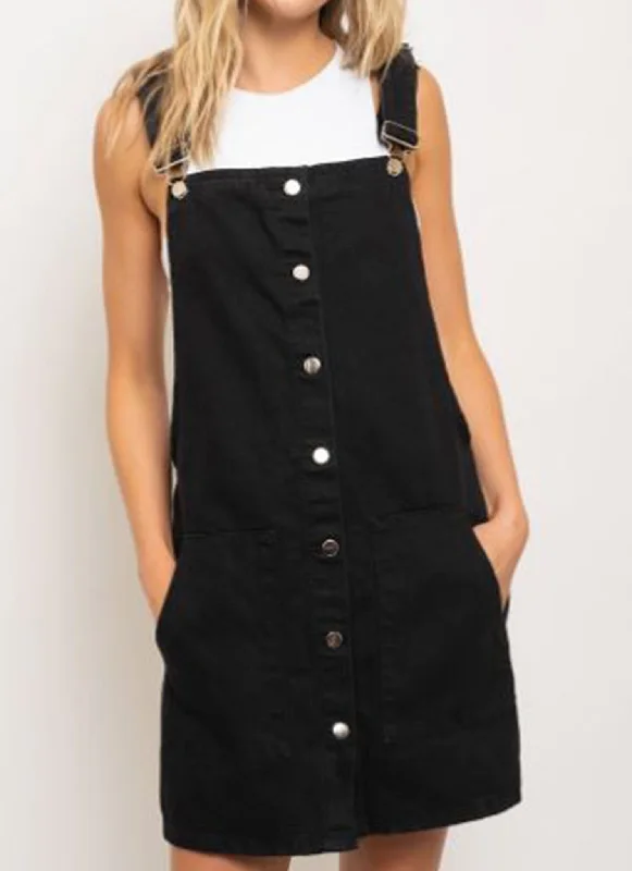 Black Button Down Overalls