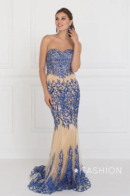 Strapless Beaded Mermaid Gown by Elizabeth K GL2055